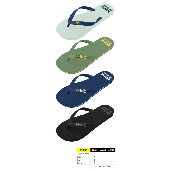 P22 - Tongs Homme - du 42 au 47 - 4 couleurs - 14 paires 